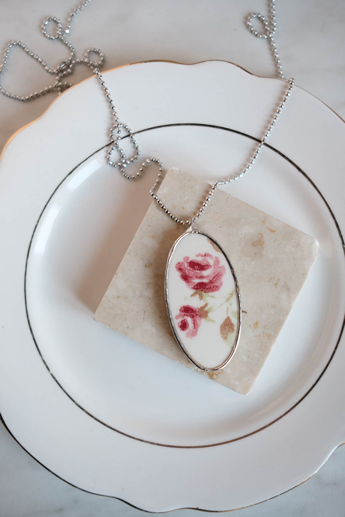 Collana piatti rotti rose - imperfetti