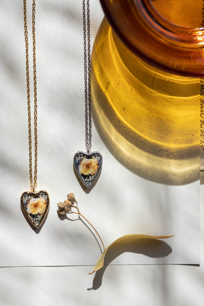 Collana cuorino rosa gialla