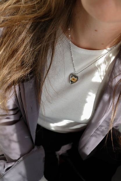 Collana cuorino rosa gialla