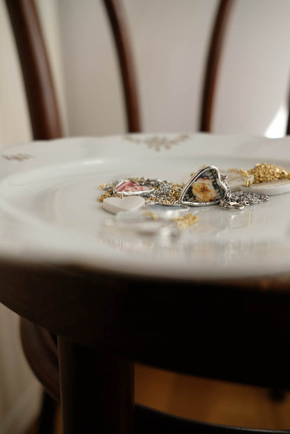 Collana cuorino rosa gialla